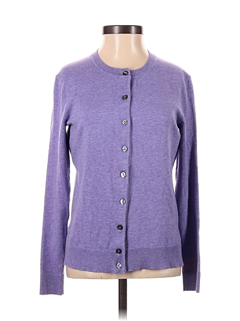 Pre-owned Karen Scott Cardigan Sweater In Purple