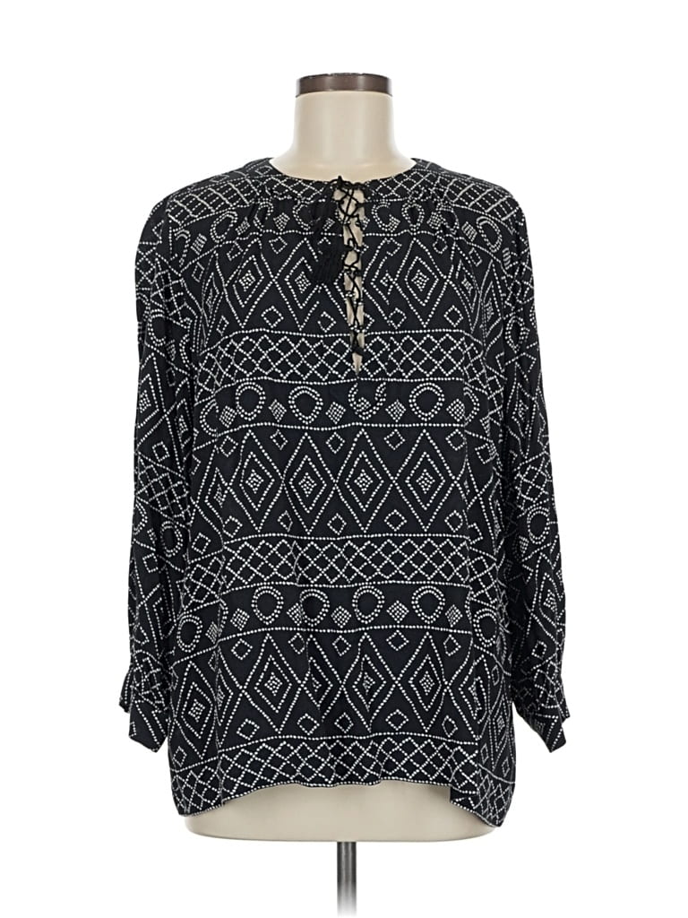 Pre-owned Madewell Long Sleeve Blouse In Black
