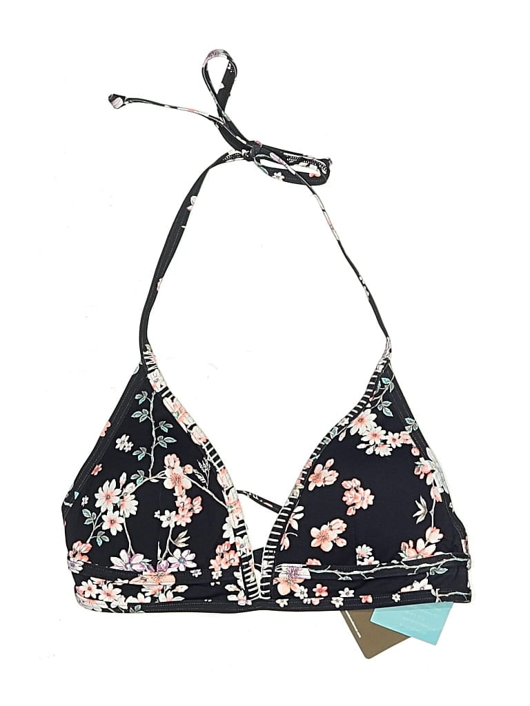 Sunseeker Swimsuit Top Black Floral Pattern Swimwear In Black