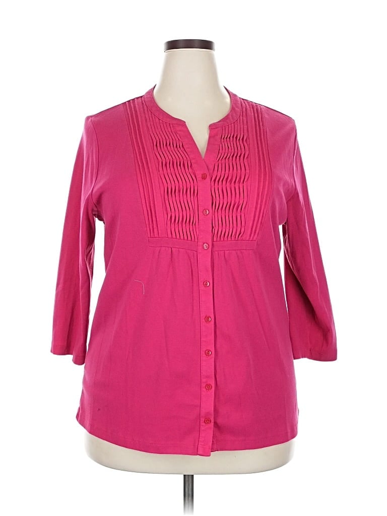 Pre-owned Karen Scott 3/4 Sleeve Blouse In Pink