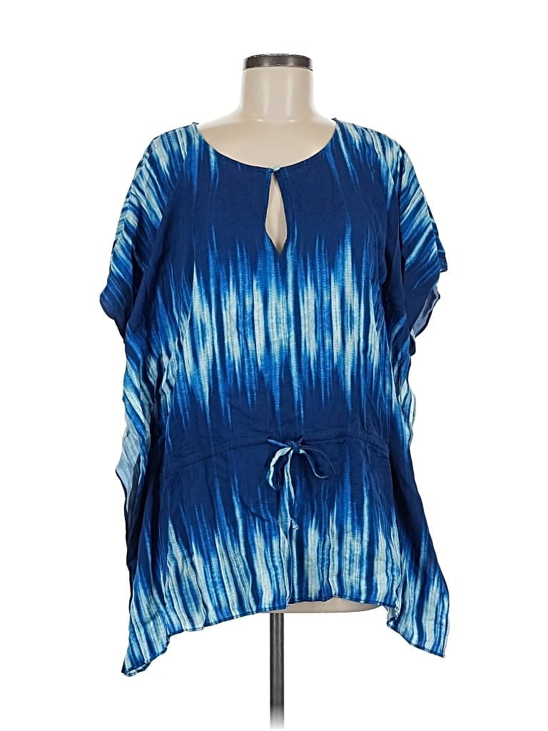 Pre-owned Tommy Bahama 3/4 Sleeve Blouse In Blue