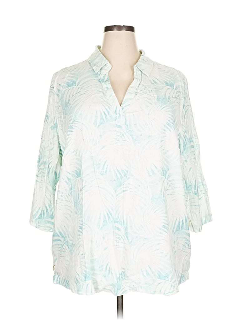 Pre-owned Martha Stewart 3/4 Sleeve Blouse In Blue