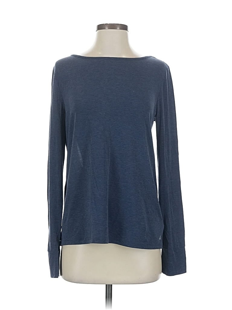 Pre-owned Gap Fit Long Sleeve Top Blue Boatneck Tops