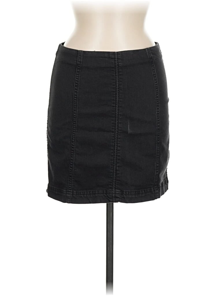 Pre-owned Free People Denim Skirt In Black