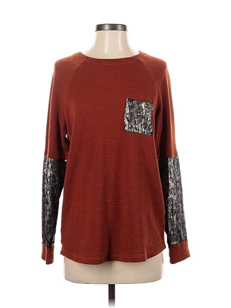 Pre-owned Assorted Brands Long Sleeve T-shirt In Burgundy