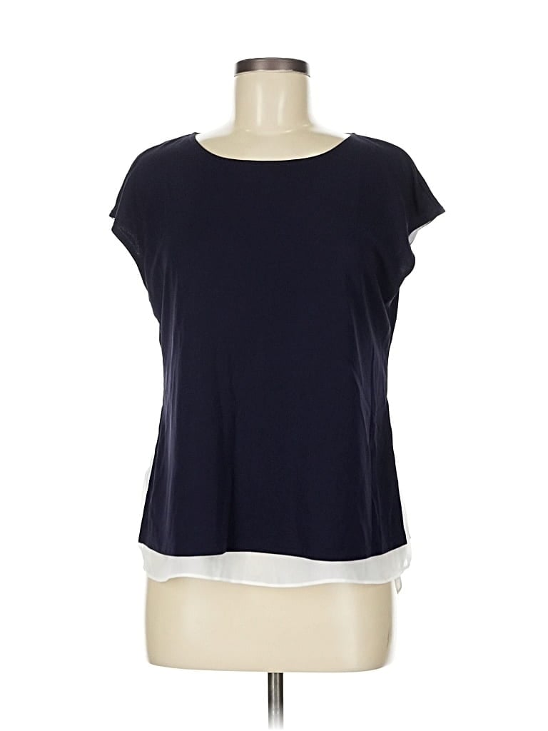 Pre-owned Ann Taylor Short Sleeve Top Blue Scoop Neck Tops