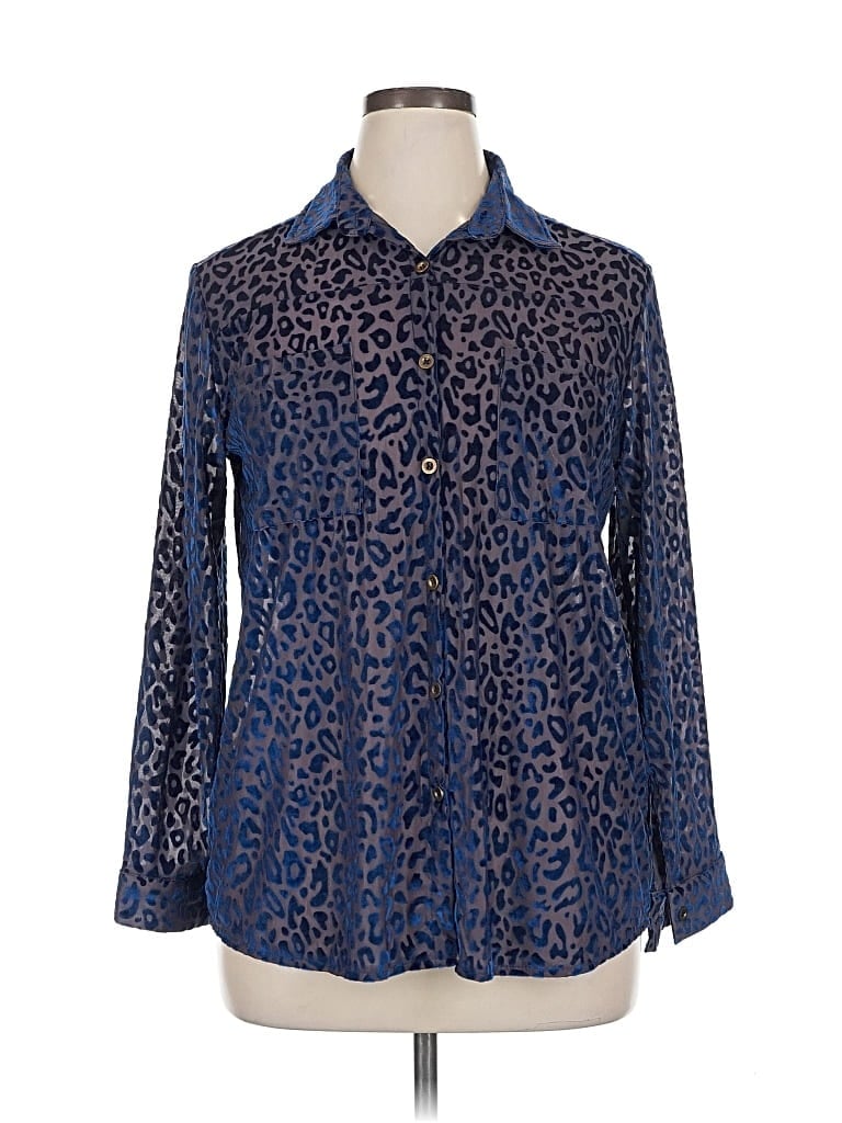 Pre-owned Unbranded Long Sleeve Blouse In Blue