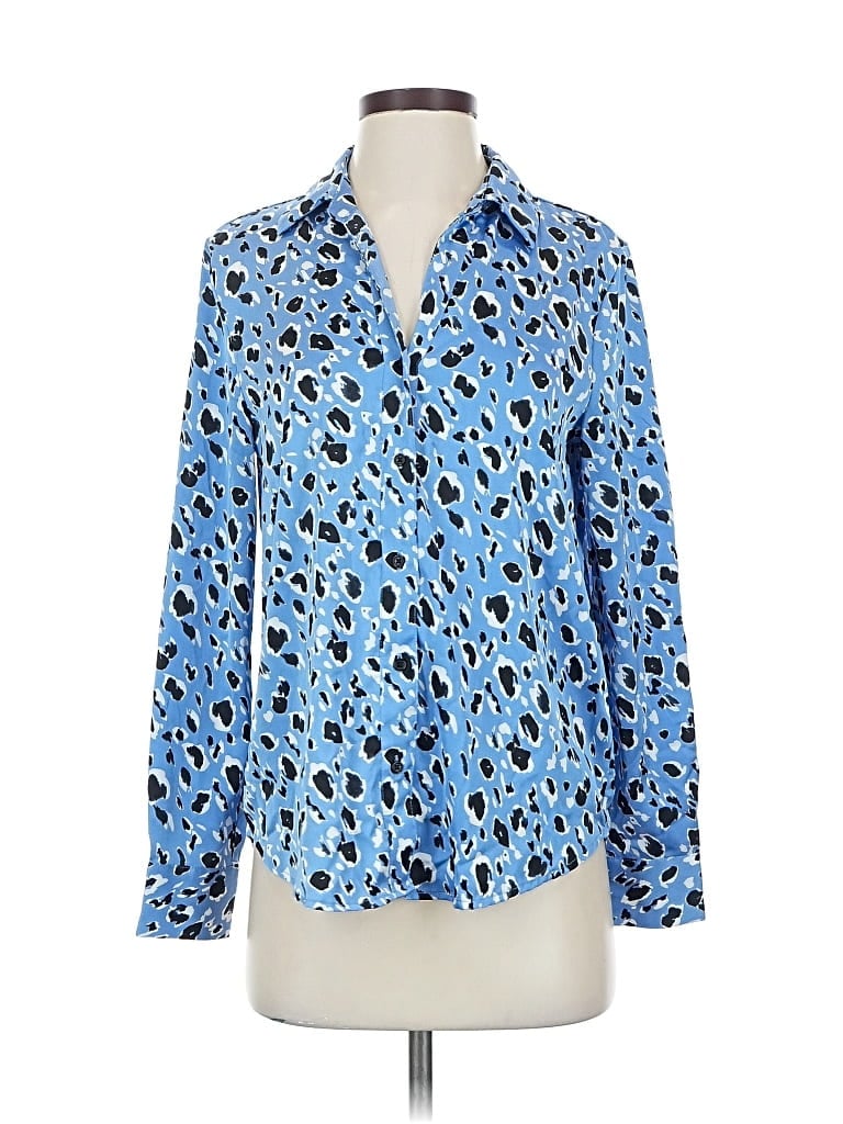 Pre-owned Maison D' Amelie Long Sleeve Blouse In Blue