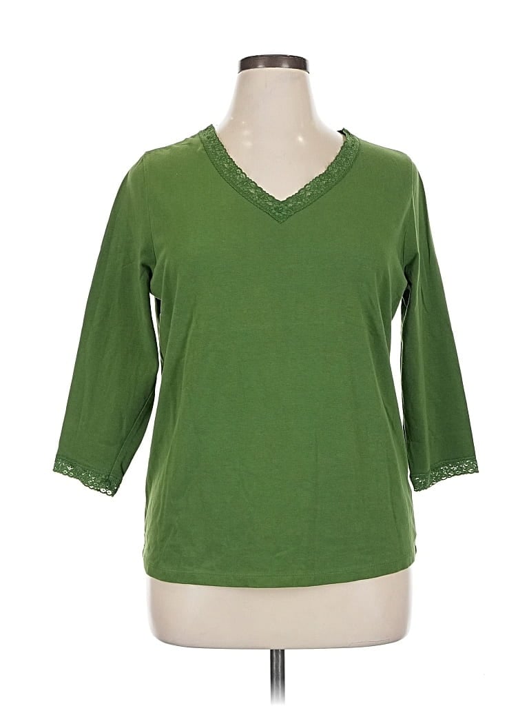 Pre-owned Jones New York Sport 3/4 Sleeve T-shirt In Green