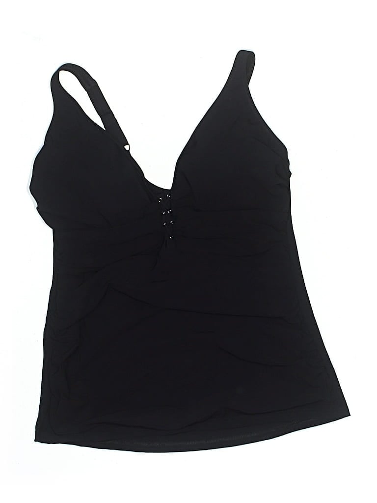 Pre-owned Profile By Gottex Swimsuit Top Black Solid Pattern Swimwear