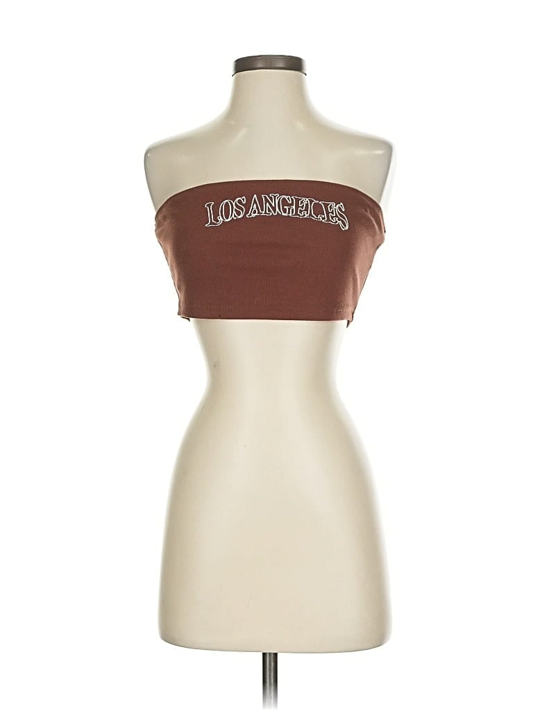 SHEIN Pre-owned Tube Top Brown Strapless Neckline Tops