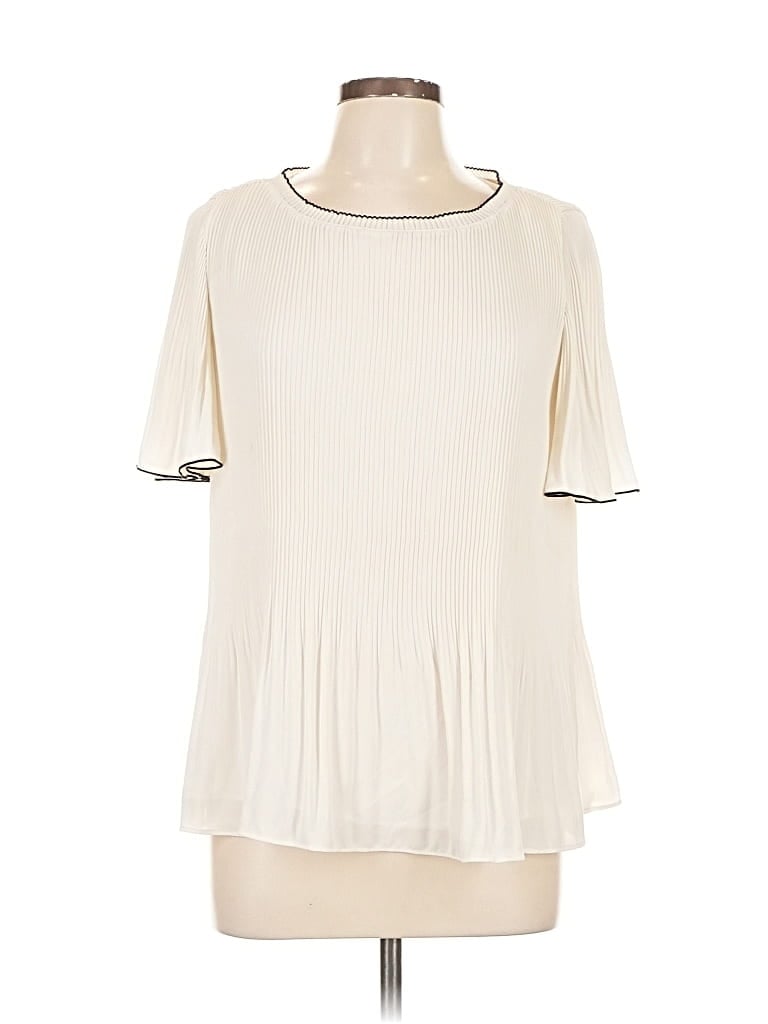 Pre-owned Ann Taylor Short Sleeve Blouse In White