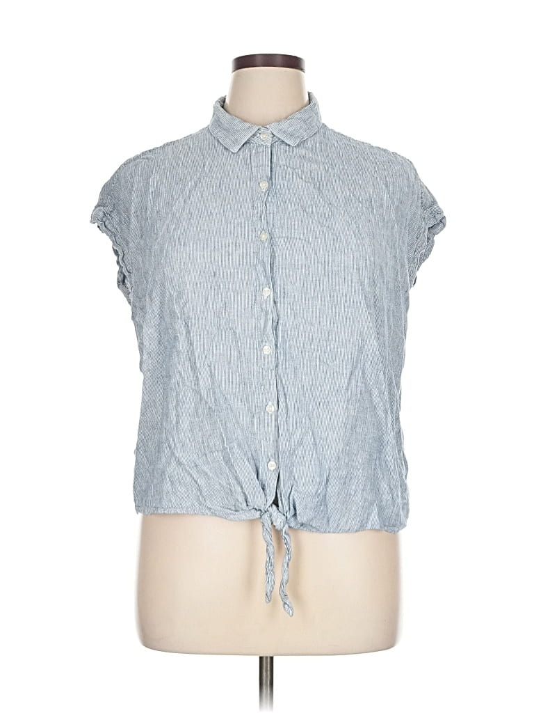 Pre-owned Weatherproof Sleeveless Button Down Shirt In Blue