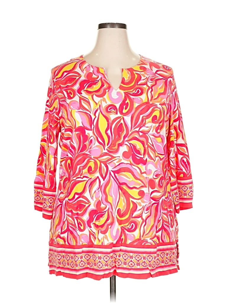 Pre-owned Coolibar 3/4 Sleeve Blouse In Orange