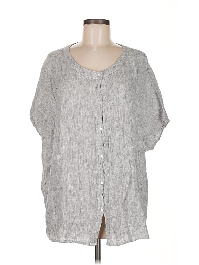 TAHARI Pre-owned Short Sleeve Blouse In Gray