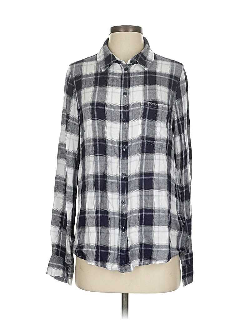 Pre-owned Cosmic Blue Love Long Sleeve Button Down Shirt In Gray