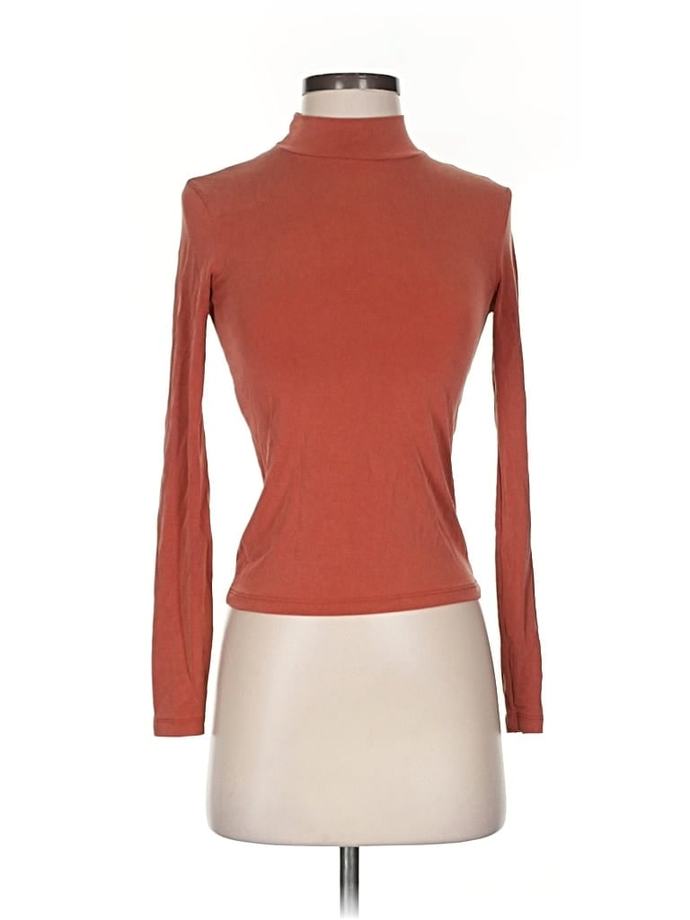 Pre-owned American Apparel Long Sleeve Turtleneck In Brown