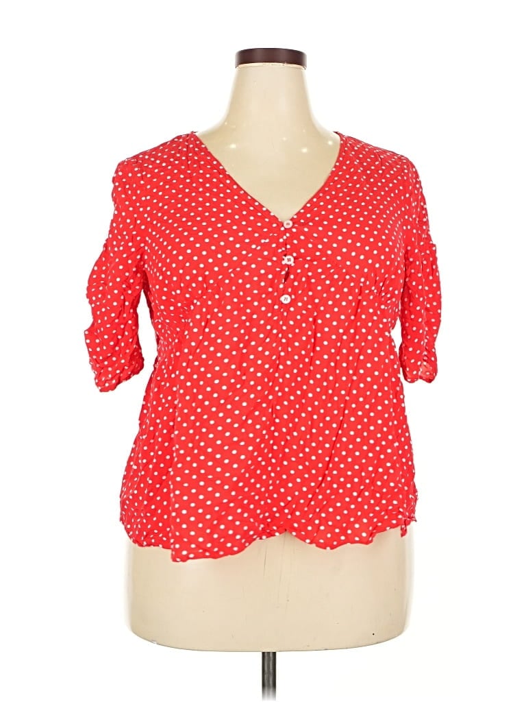 Pre-owned Suzanne Betro 3/4 Sleeve Blouse In Red