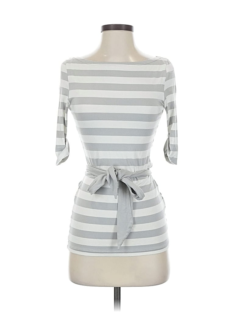 Pre-owned H&m 3/4 Sleeve Top Gray Boatneck Tops