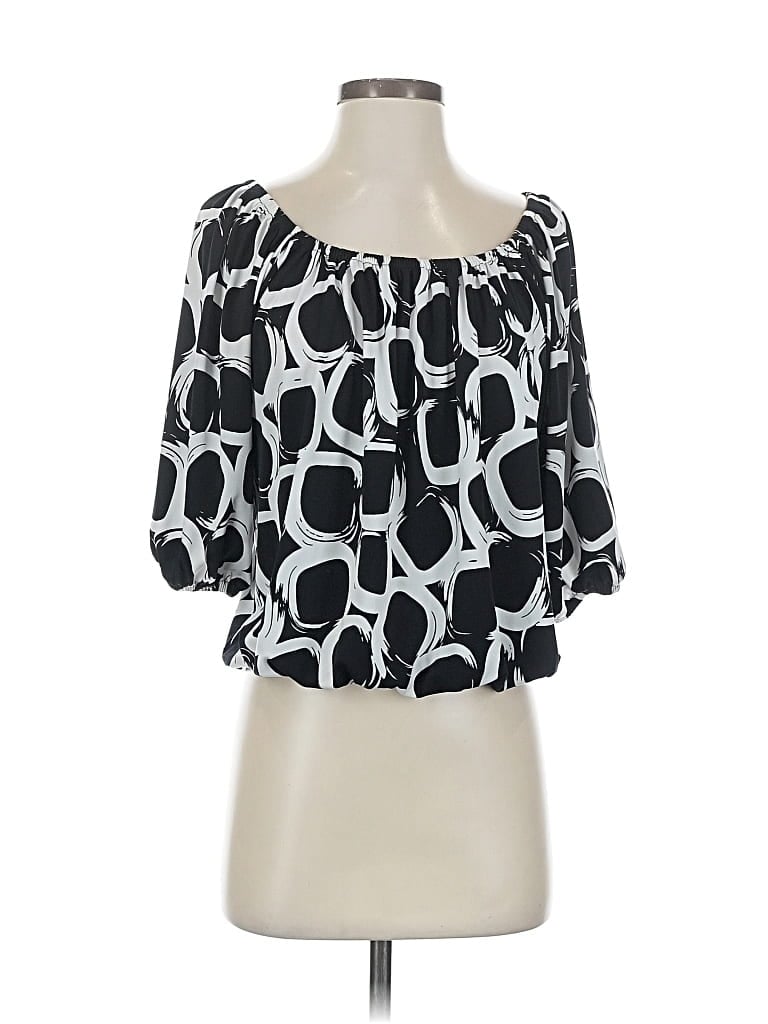 Pre-owned Grace 3/4 Sleeve Blouse In Black