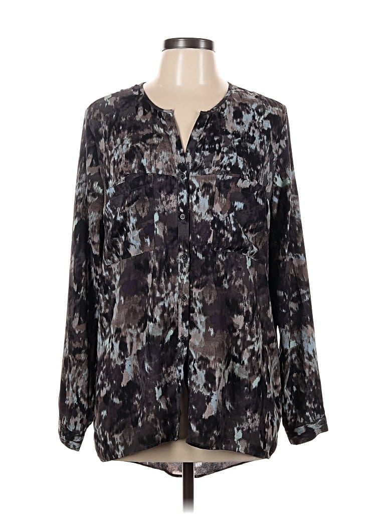 Pre-owned Mossimo Long Sleeve Blouse In Black