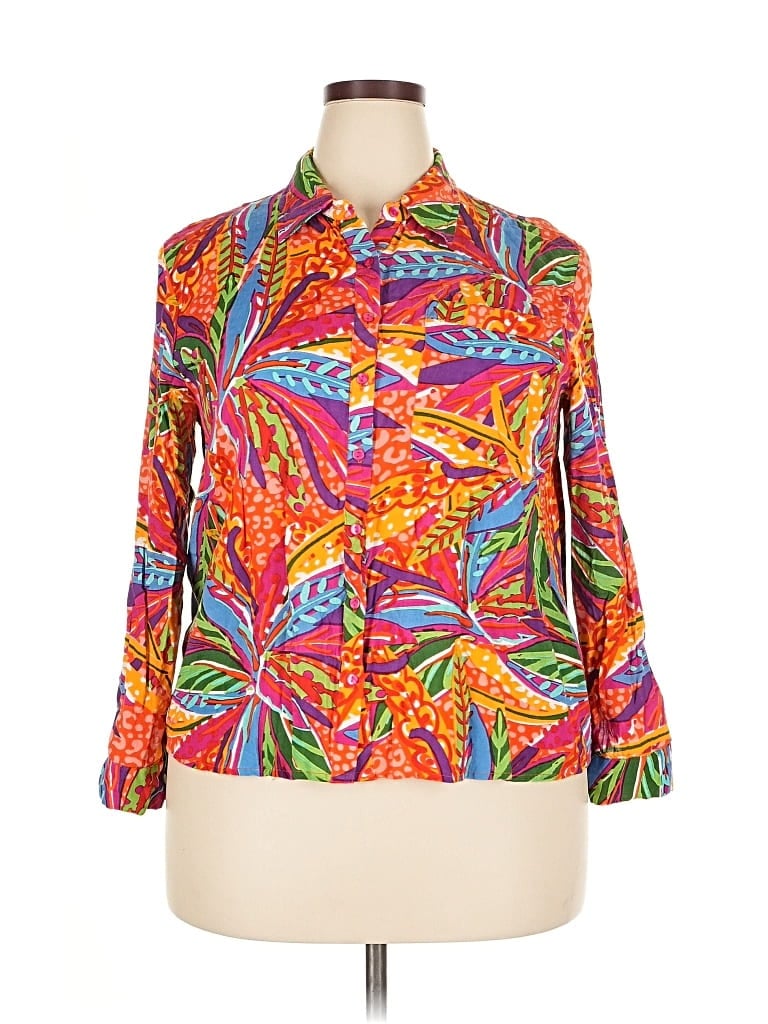 Click to view more detailed imagery on our partner's website Pre-owned True Destinations 3/4 Sleeve Button Down Shirt In Pink