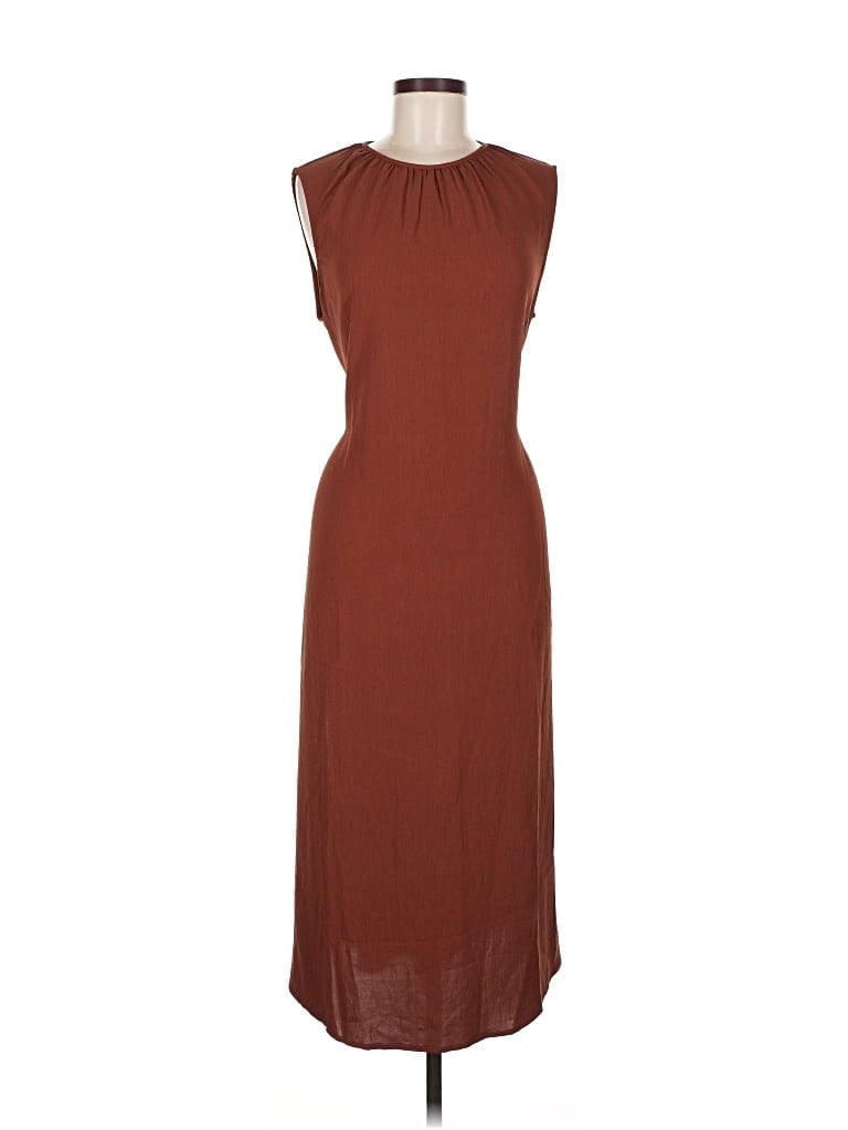 Pre-owned Mng Casual Dress In Brown