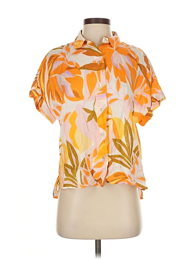 Pre-owned C&c California Short Sleeve Blouse In Orange