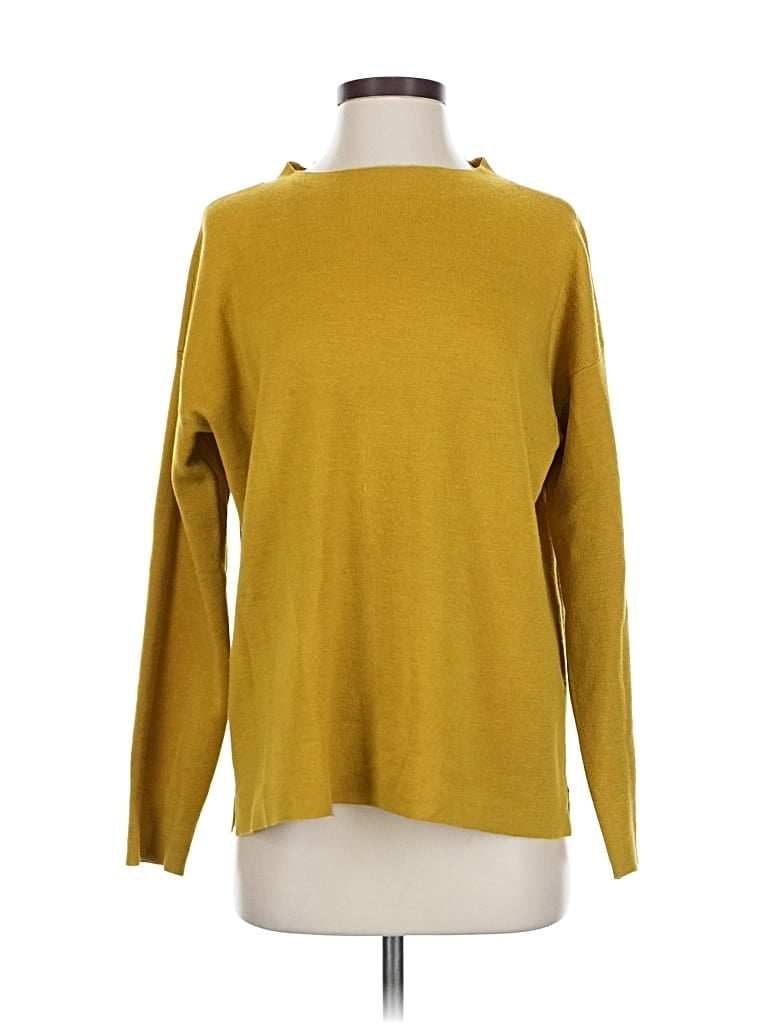 Pre-owned Eileen Fisher Wool Pullover Sweater In Yellow
