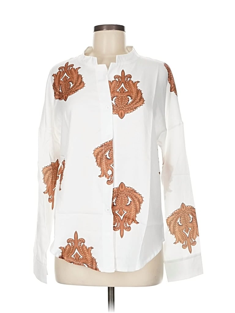 Pre-owned Unbranded Long Sleeve Blouse In White