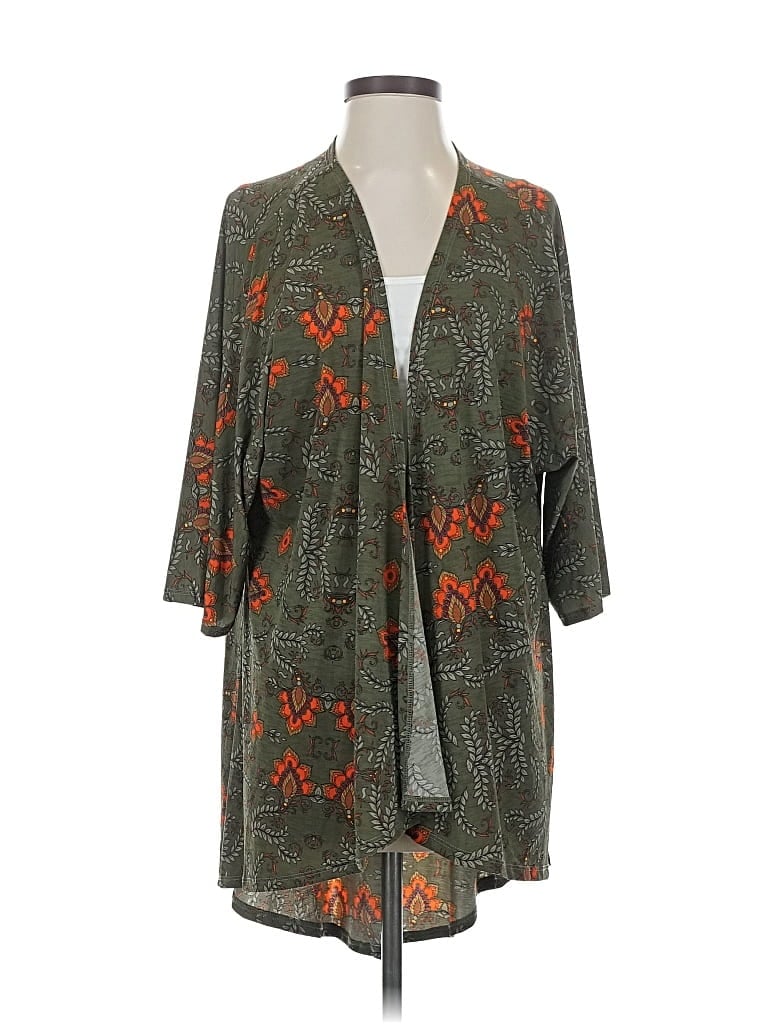 Pre-owned Lularoe Cardigan Sweater In Green