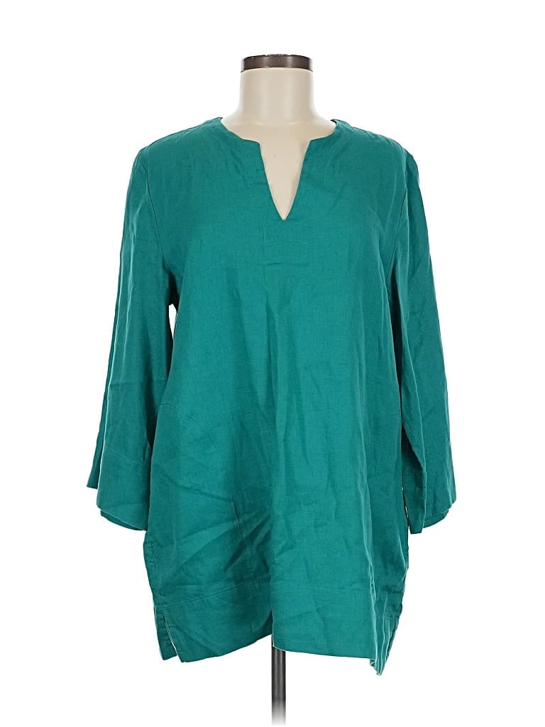 LANDS' END Pre-owned 3/4 Sleeve Blouse In Blue