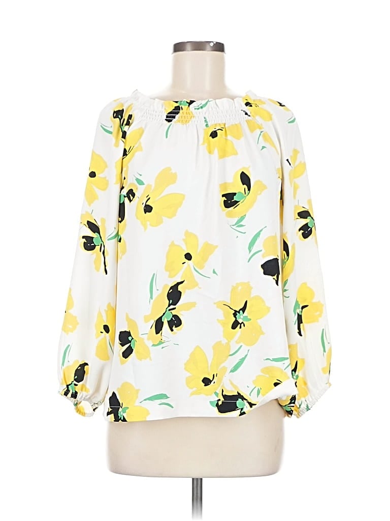 Pre-owned Ann Taylor 3/4 Sleeve Blouse In Yellow