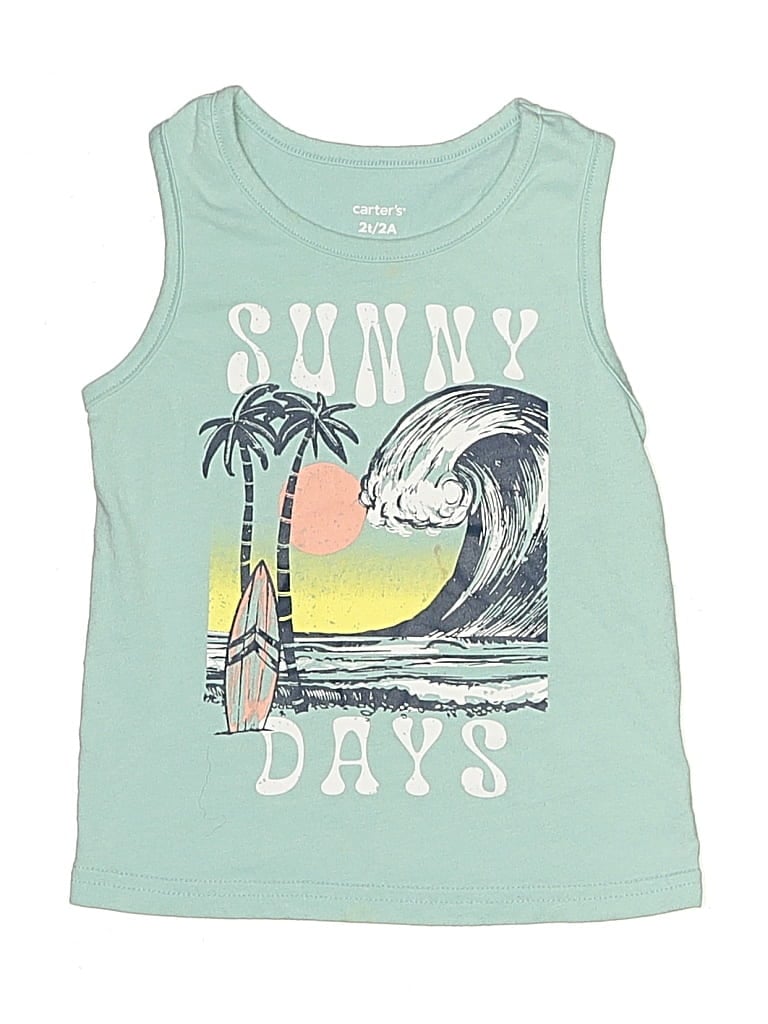 Pre-owned Carter's Kids' Tank Top Green Scoop Neck Tops
