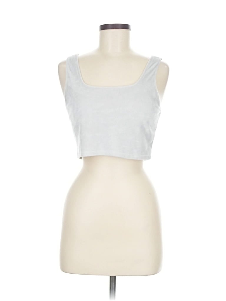 Pre-owned Double Zero Tank Top Silver Strapless Neckline Tops