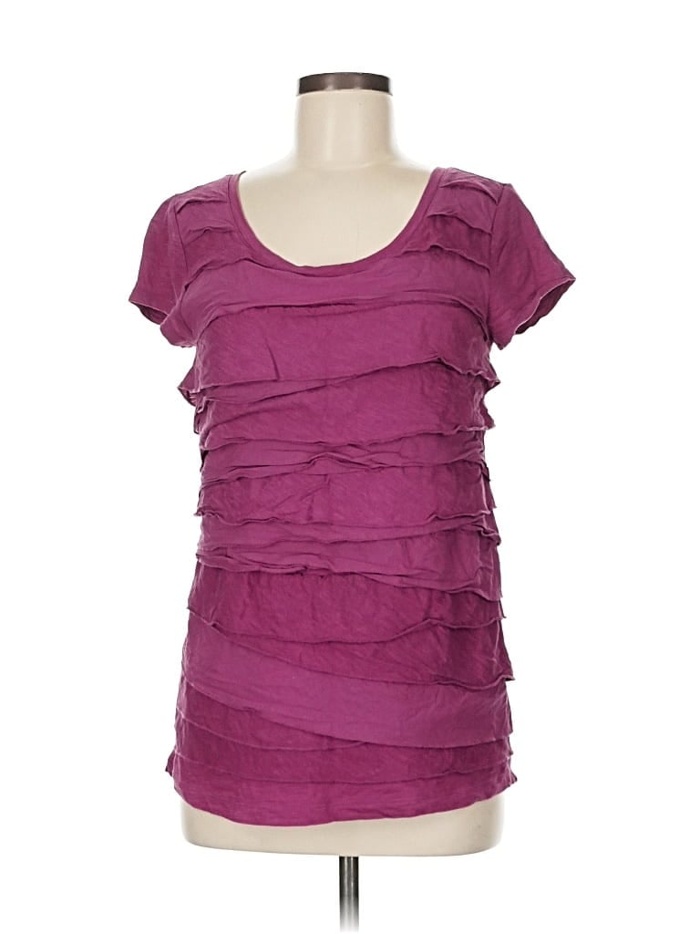 Pre-owned Ann Taylor Loft Short Sleeve T-shirt In Purple