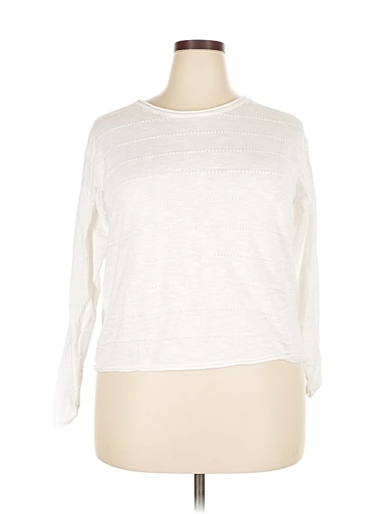 Pre-owned Fat Face 3/4 Sleeve T-shirt In White