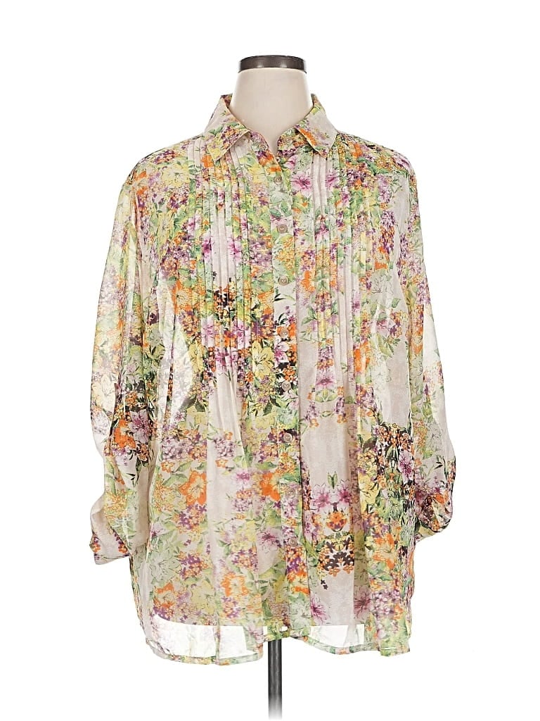 Pre-owned New Directions 3/4 Sleeve Blouse In White