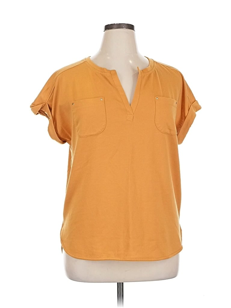CUPIO Pre-owned Short Sleeve Henley Shirt In Orange