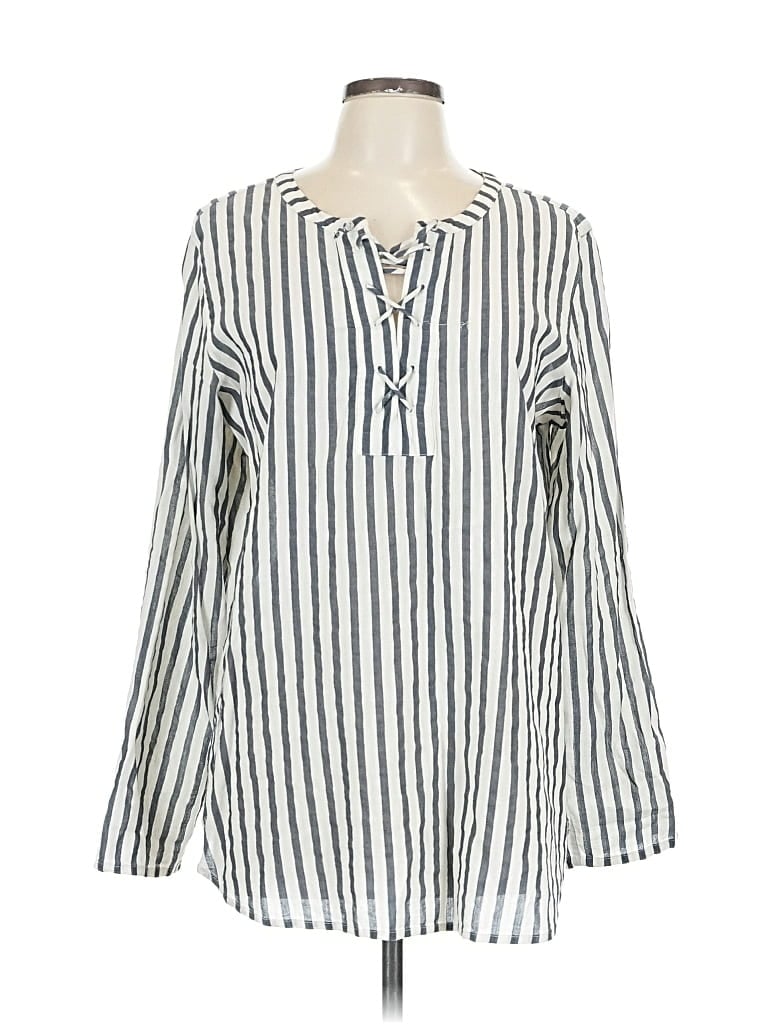 Pre-owned Ann Taylor Loft Long Sleeve Blouse In White