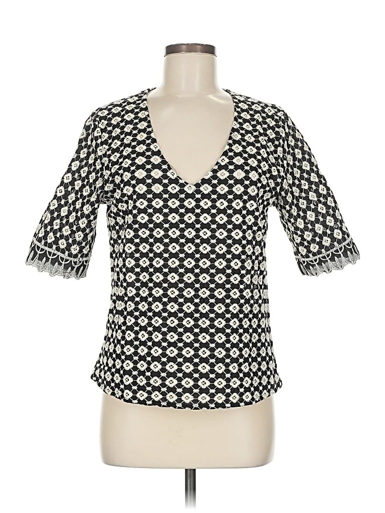 Pre-owned Unbranded Short Sleeve Blouse In Black