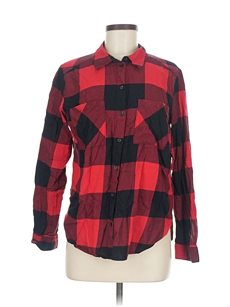 Pre-owned Divided By H&m Long Sleeve Button Down Shirt In Red