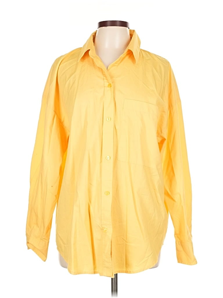 Pre-owned Abercrombie & Fitch Long Sleeve Button Down Shirt In Yellow