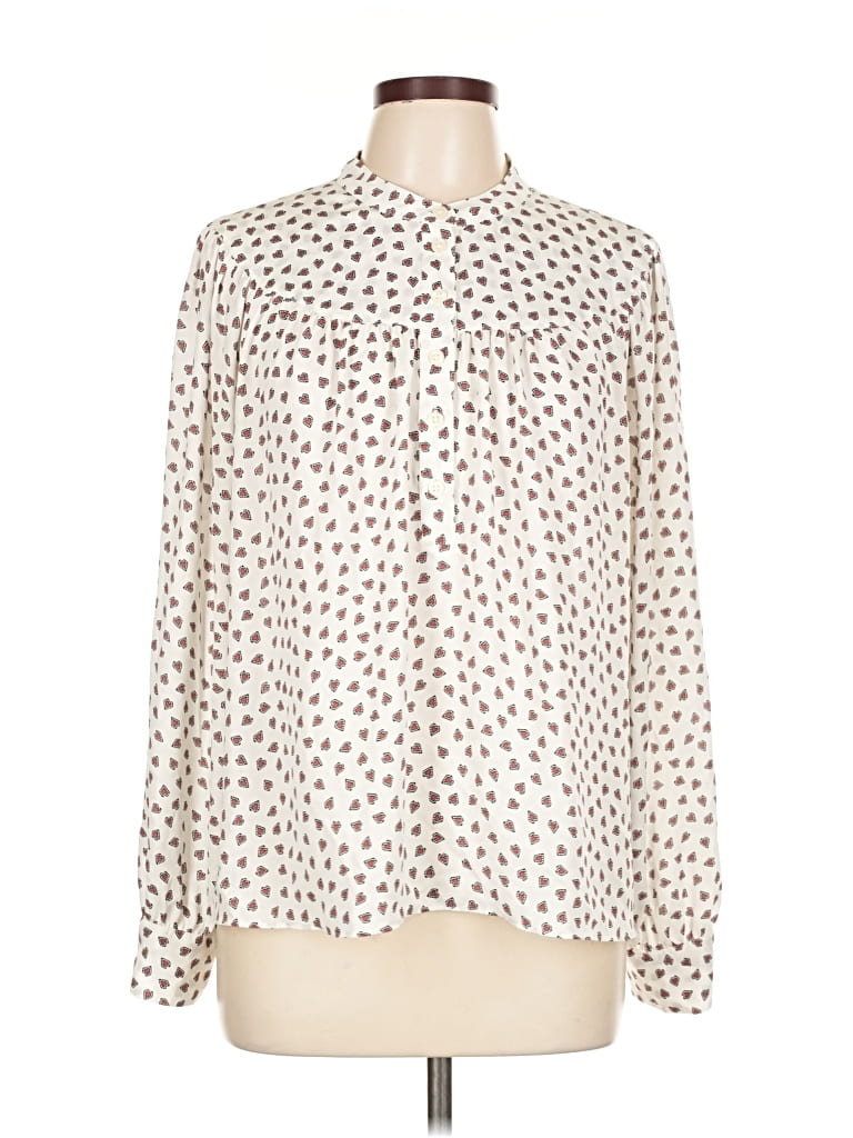 Pre-owned Ann Taylor Long Sleeve Blouse In White