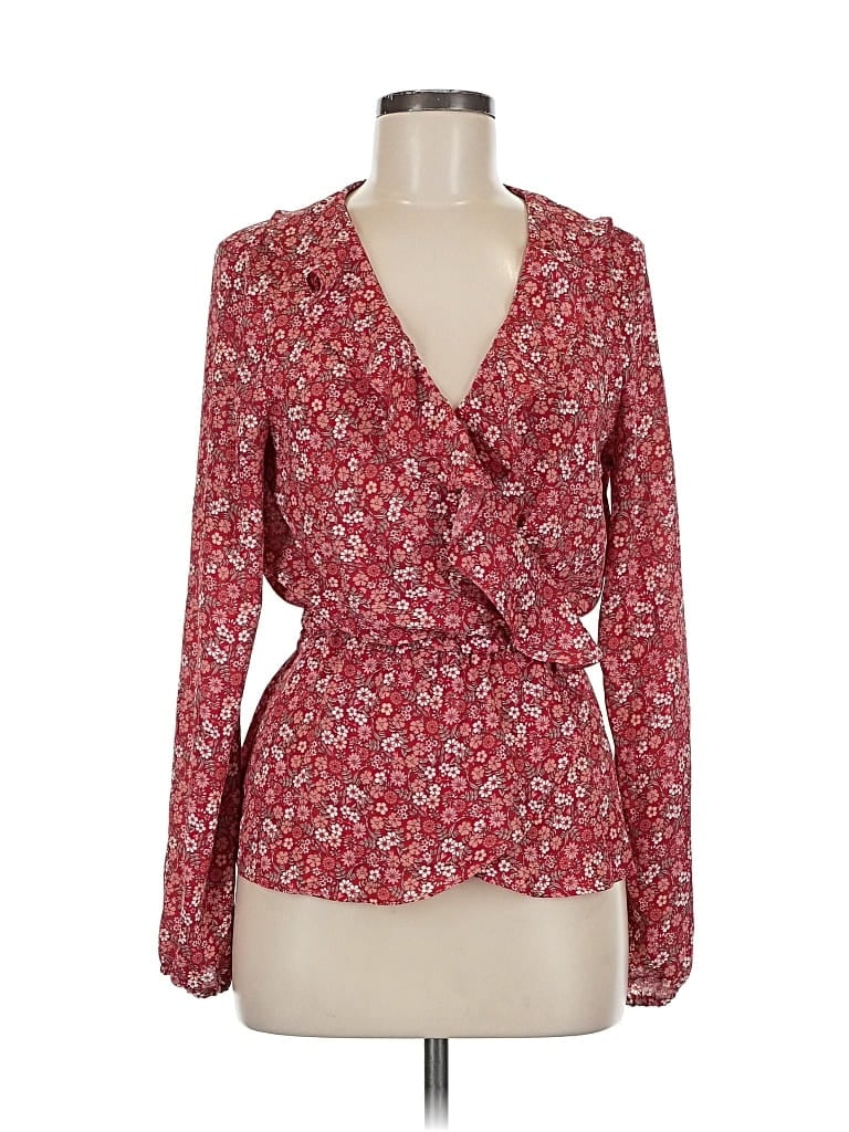 MAX STUDIO Pre-owned Long Sleeve Blouse In Burgundy