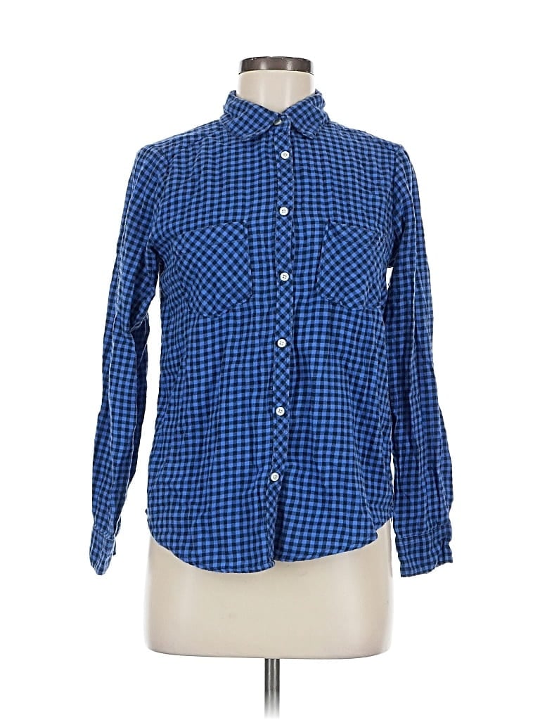 Pre-owned Aerie Long Sleeve Button Down Shirt In Blue