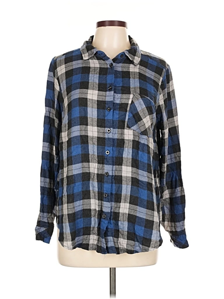 Pre-owned Torrid Long Sleeve Button Down Shirt In Blue