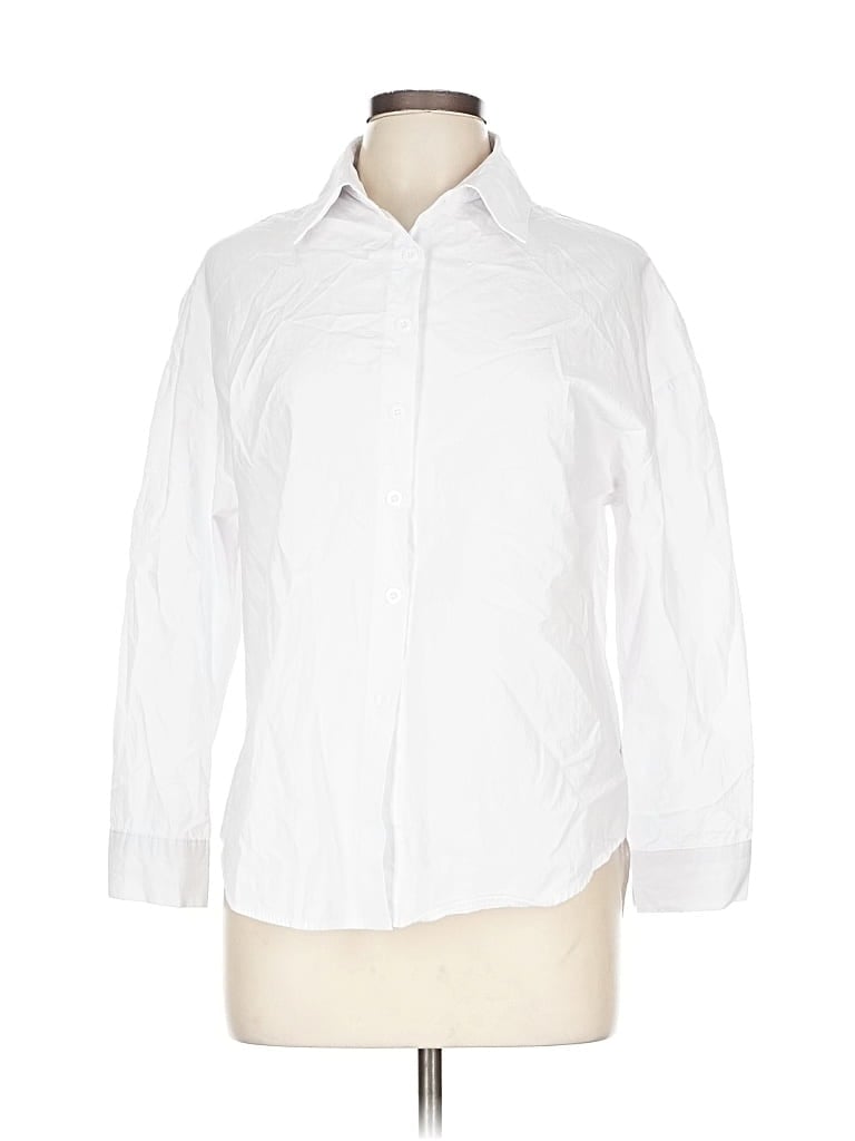 UNBRANDED Pre-owned 3/4 Sleeve Button Down Shirt In White