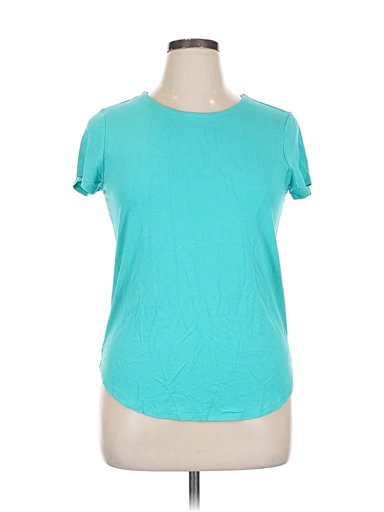 CUPIO Pre-owned Short Sleeve Top Teal Crew Neck Tops In Blue