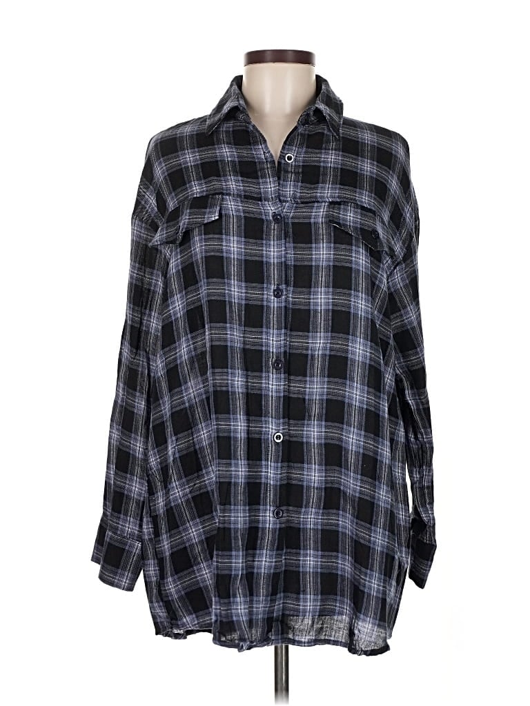 Pre-owned Prettylittlething Long Sleeve Button Down Shirt In Black